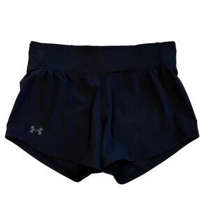 Under Armour Speedpocket Running Shorts Womens Medium Black Fitted Brief Lined